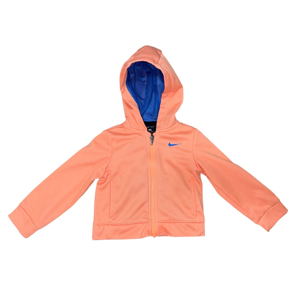 Nike Dri Fit Toddler Boys Girls Orange Zip Up‎ Hoodie Jacket 24M